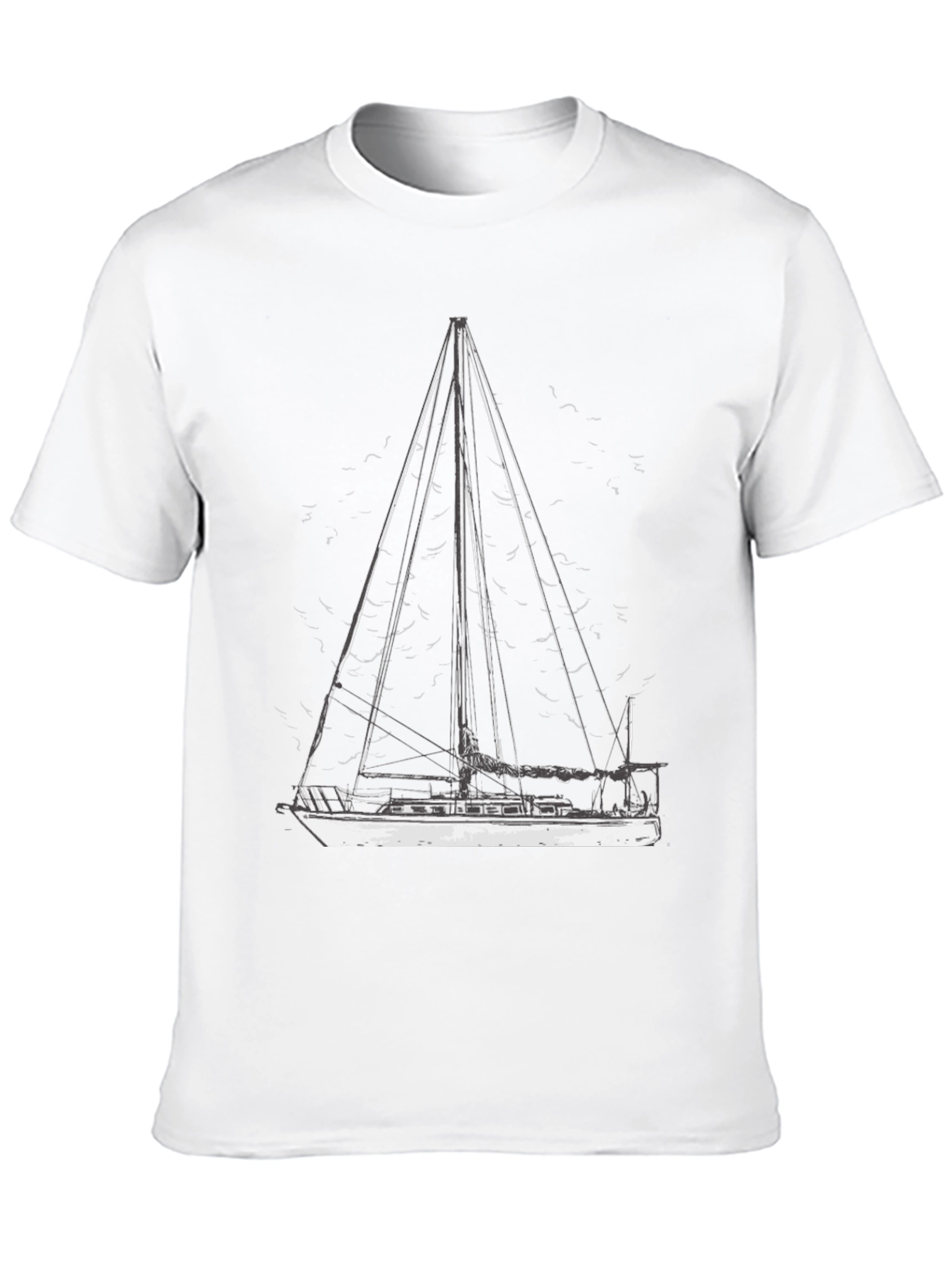 Black Nautical Sailboat Graphic T-Shirt - Black Cotton Tee view 10