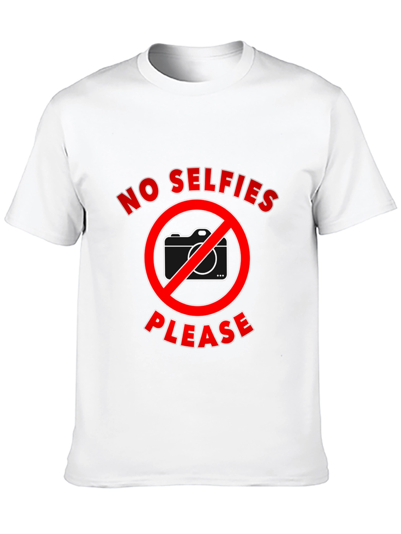Black No Selfies Please T-Shirt - Funny Graphic Tee view 10