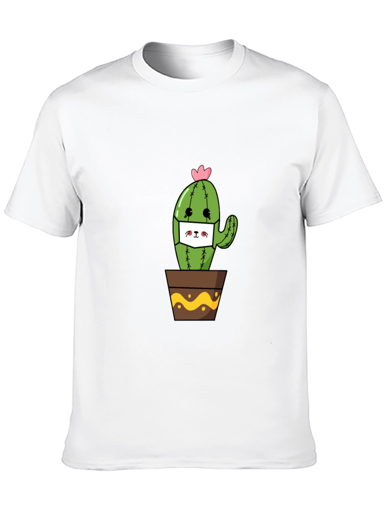 Black Cute Cactus Face Mask T-Shirt view 10