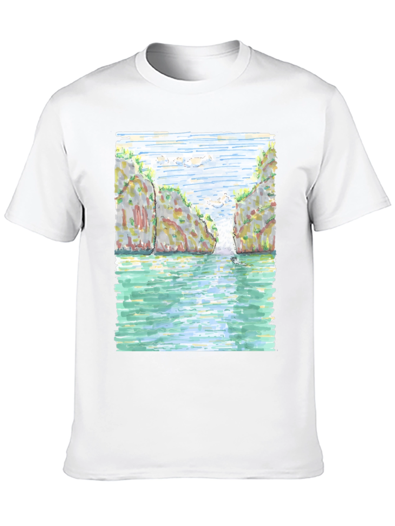 Watercolor Scene T-Shirt - Island Getaway Tee - 10