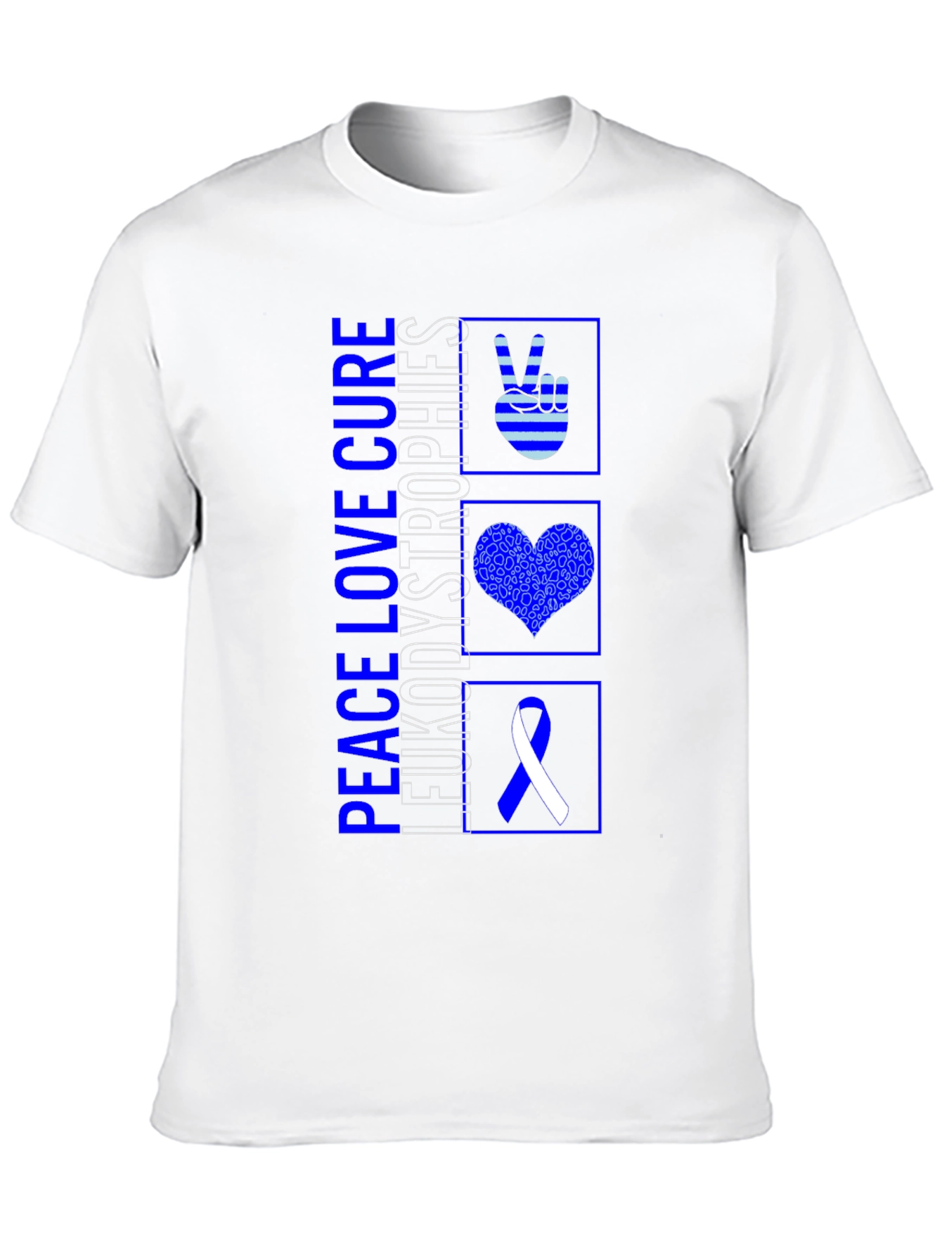 Black Peace Love Cure Leukodystrophies T-Shirt view 10