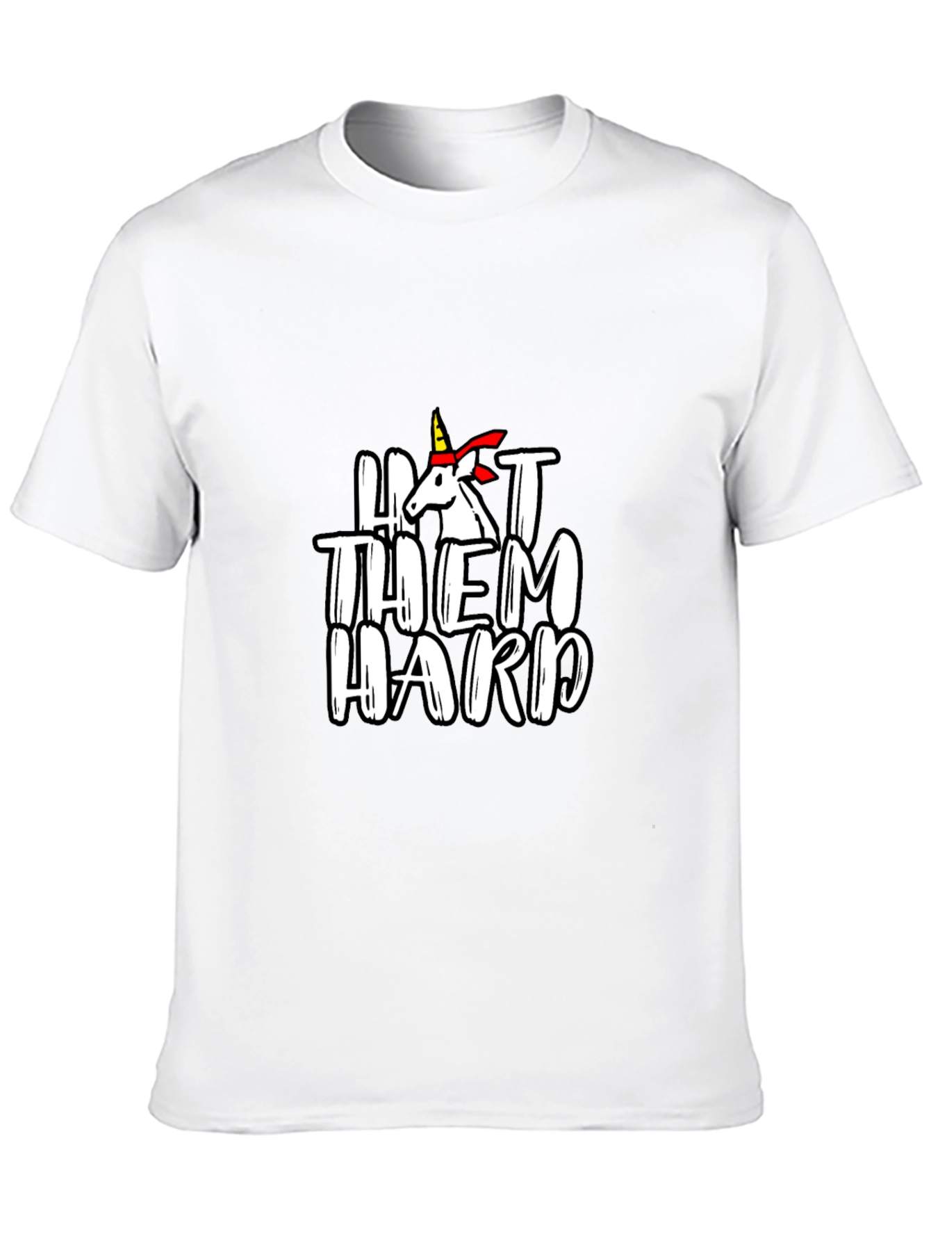 Black Hit Them Hard Unicorn Graphic Tee - Men's Black T-Shirt view 10