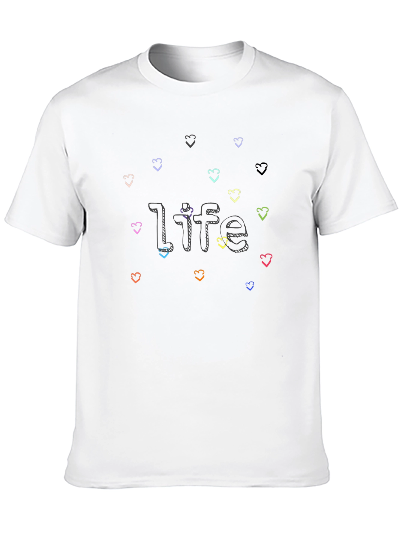 Black Life With Hearts Graphic Tee - Black Cotton Shirt view 10