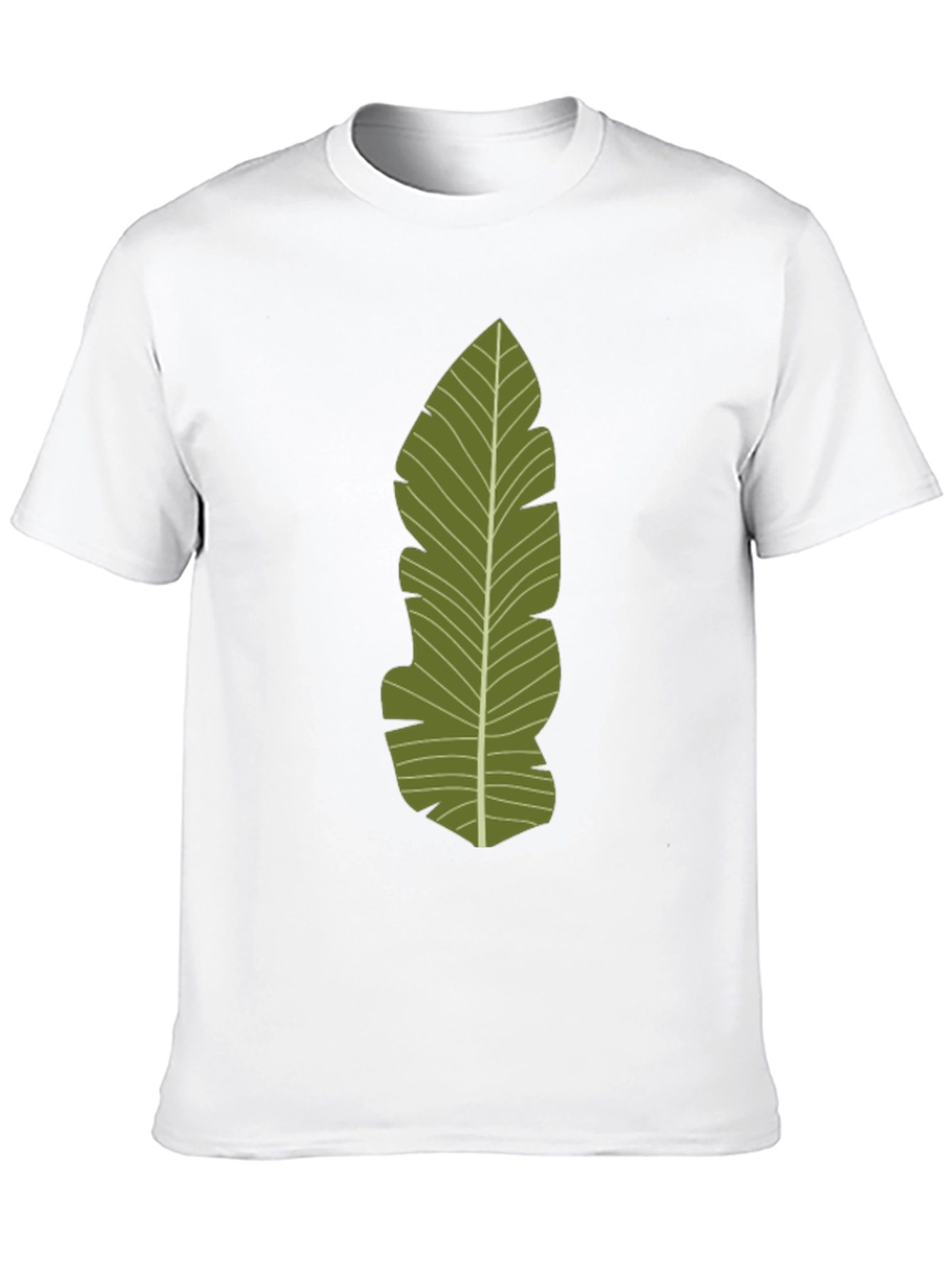 Black Tropical Leaf Print Black T-Shirt view 10