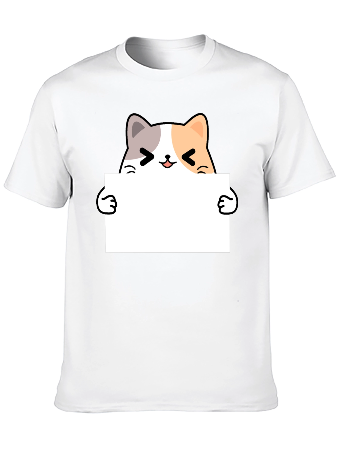 Black Cute Cat Holding Blank Sign T-Shirt view 10