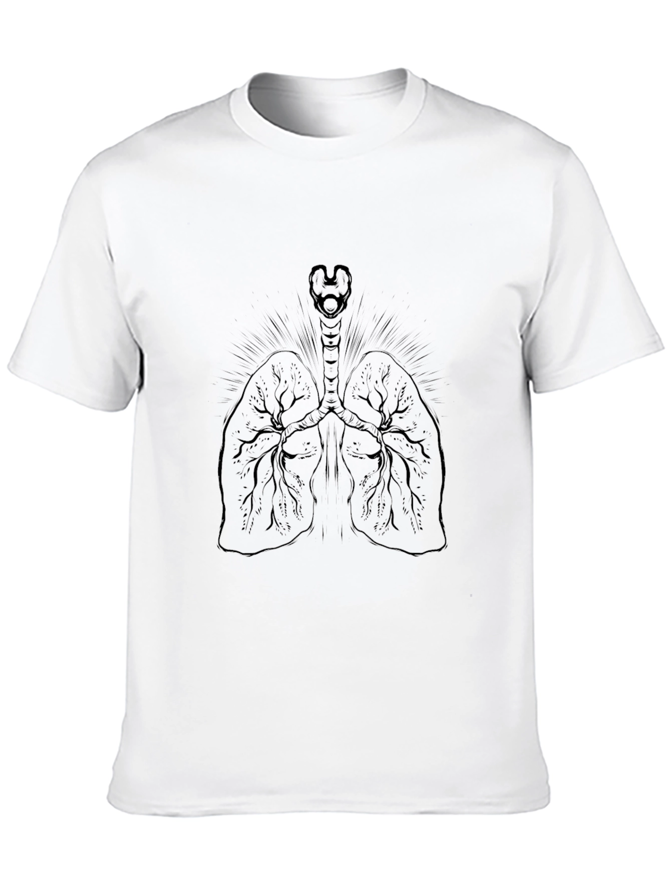 Black Anatomical Lungs Graphic Print Black T-Shirt view 10