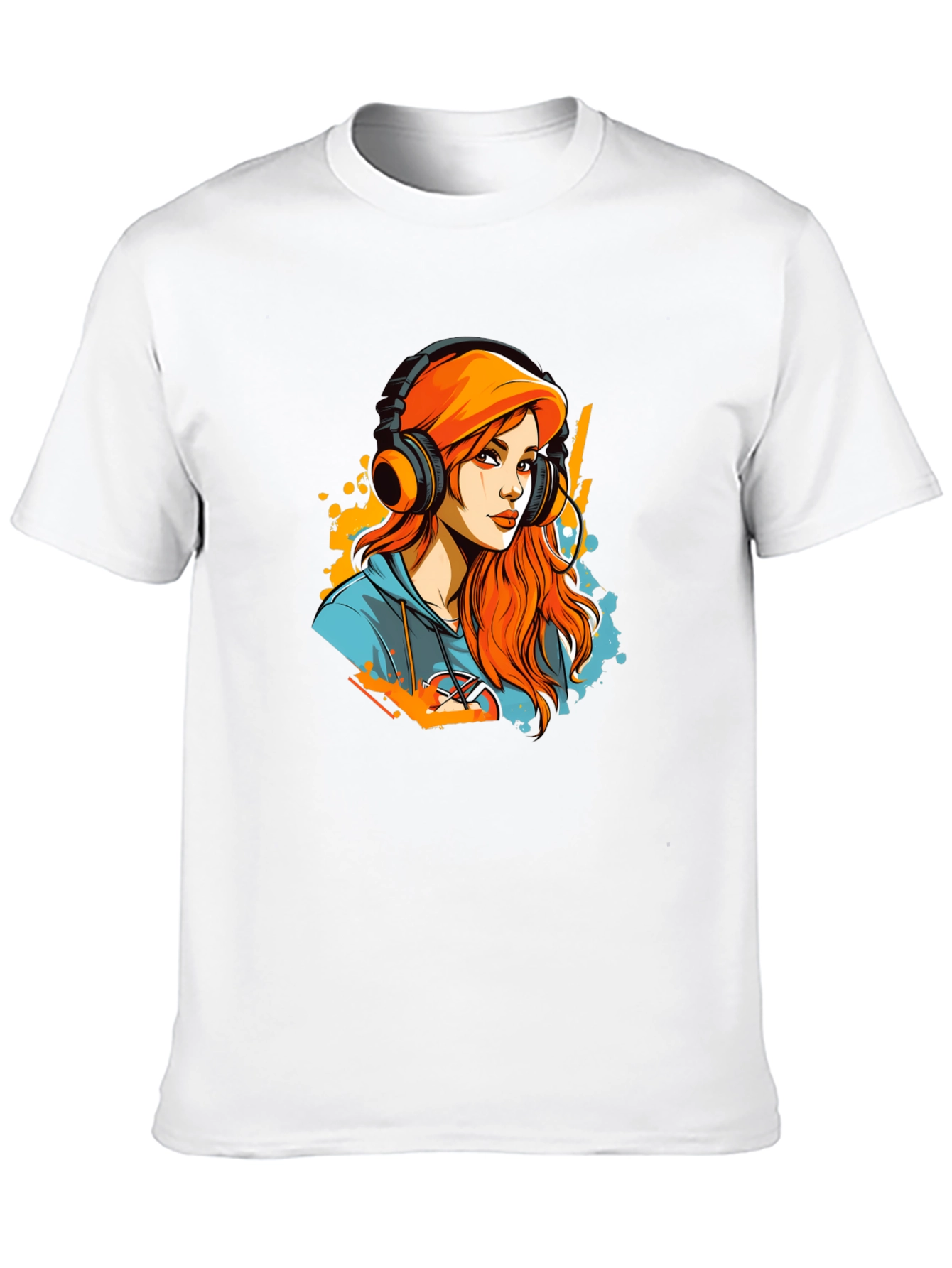 Black Gamer Girl T-Shirt - Headphone Art Design view 10