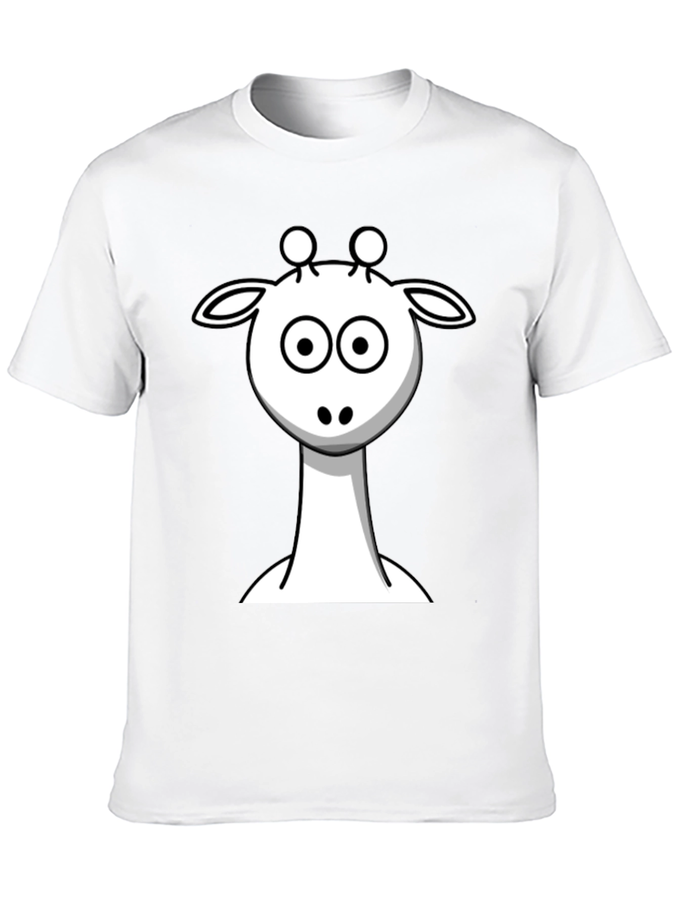Black Cartoon Giraffe Graphic Tee - Black Cotton T-Shirt view 10