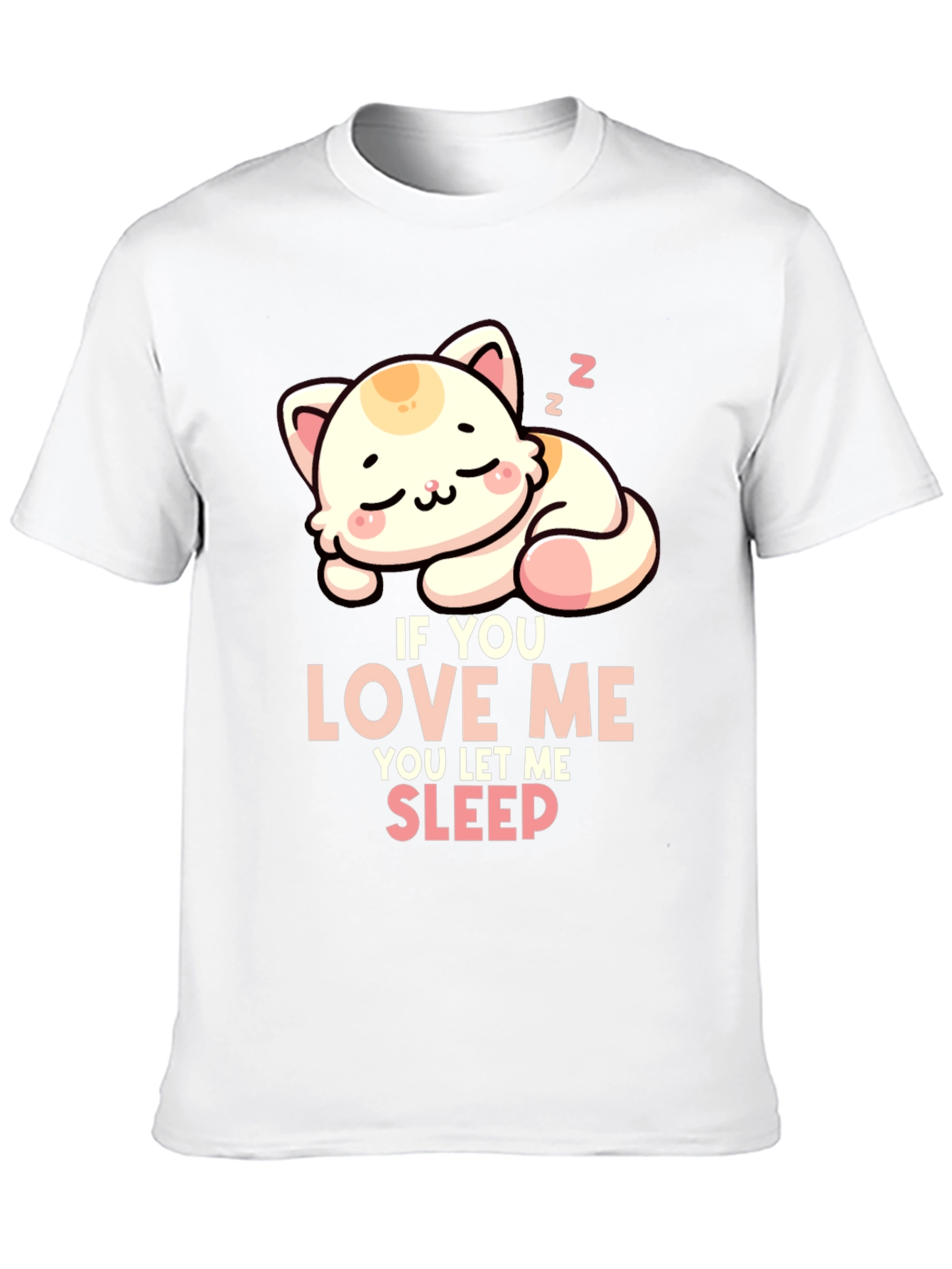 Black Cute Cat Sleeping T-Shirt - If You Love Me, Let Me Sleep! view 10