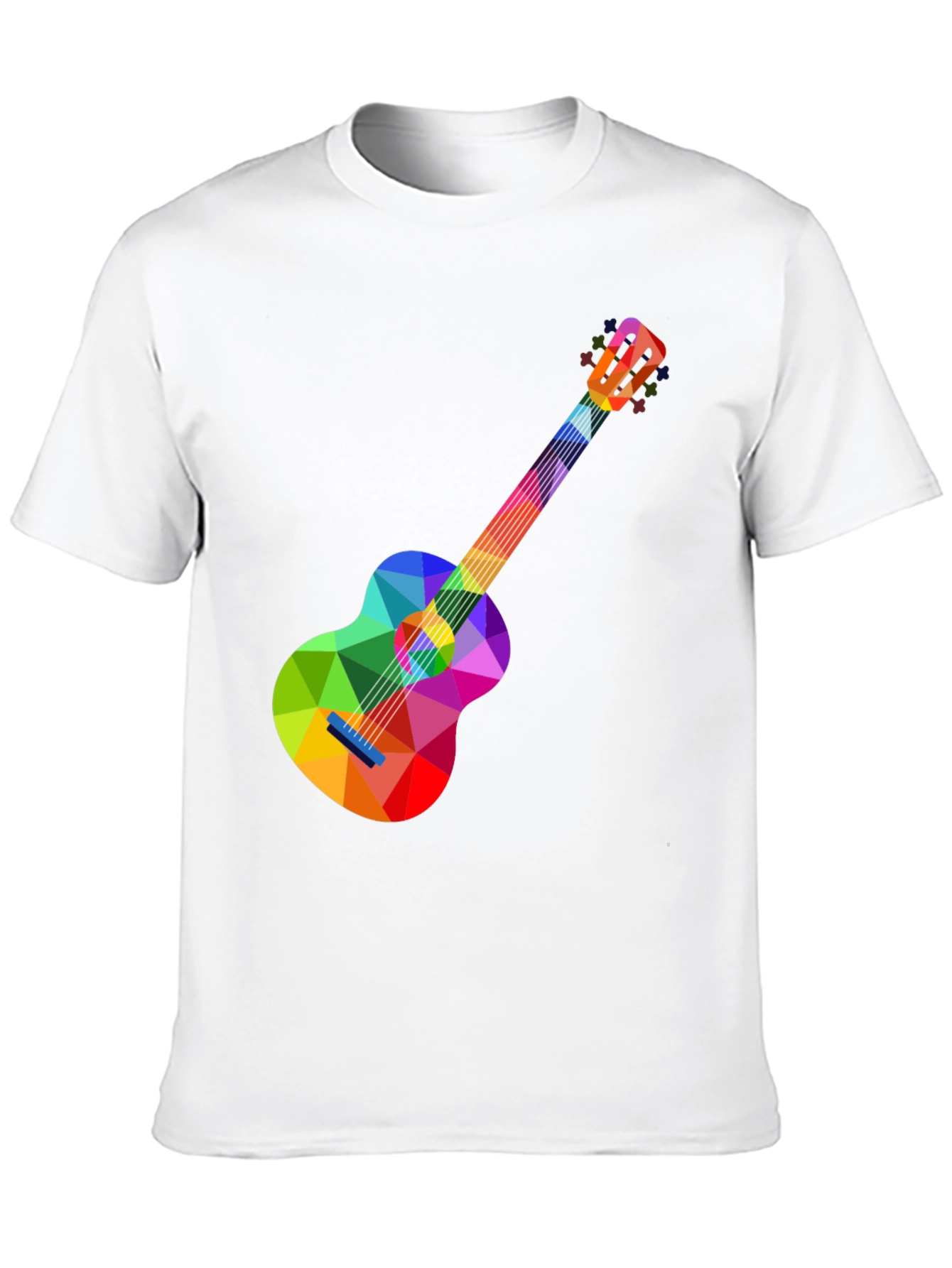 Black Colorful Geometric Guitar Graphic Tee - Stylish Music Lover T-Shirt view 10