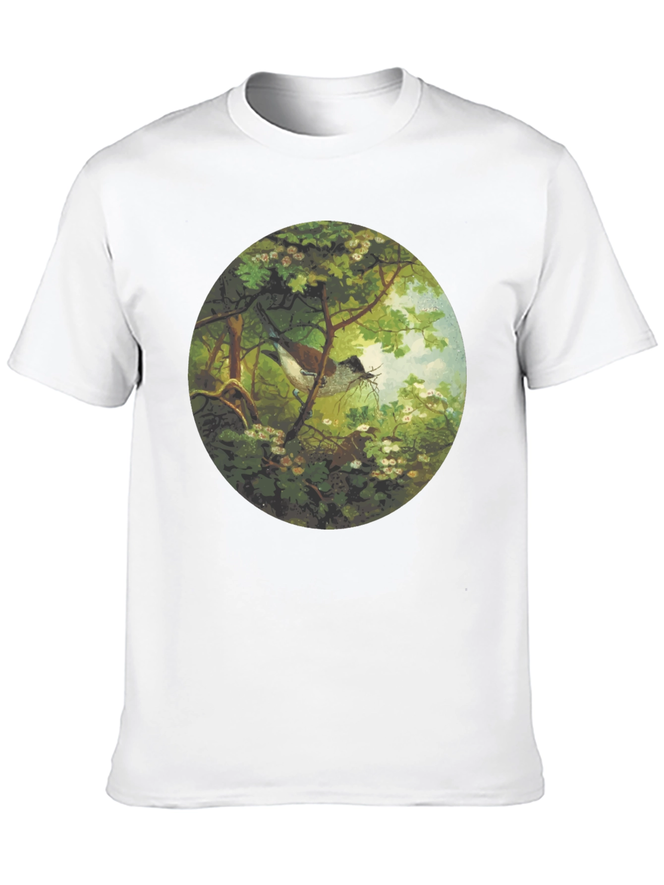 Black Bird & Nest Graphic Tee - Nature Art Shirt view 10