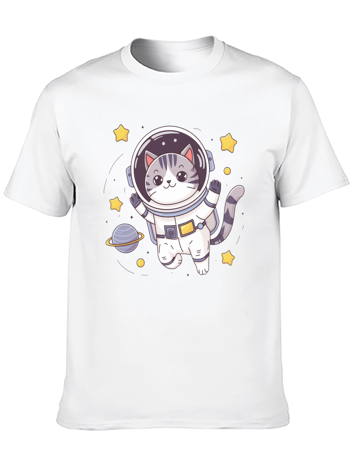 Black Astronaut Cat Graphic Tee - Space Lover Shirt view 10