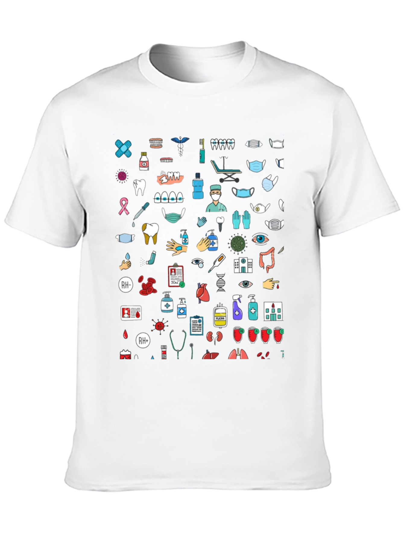 Black Medical Icon Pattern Black T-Shirt view 10