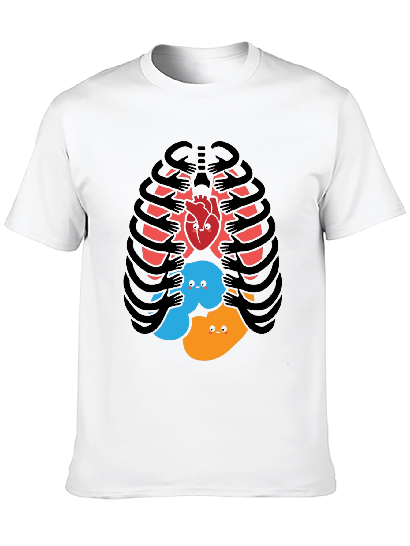 Black Funny Rib Cage Heart & Feelings Graphic T-Shirt view 10