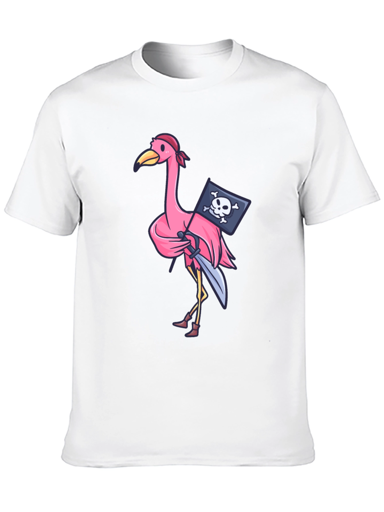Black Pirate Flamingo T-Shirt - Novelty Graphic Tee view 10