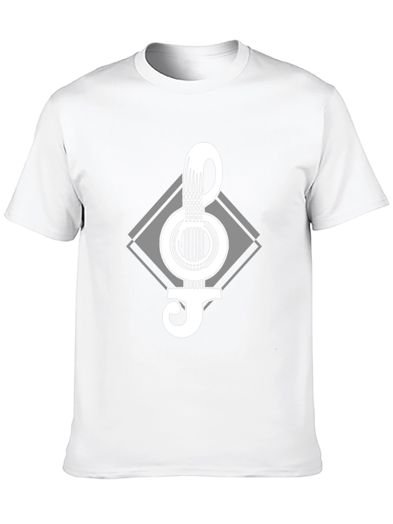 Black Guitar Clef Graphic Tee - Black Cotton Blend T-Shirt view 10