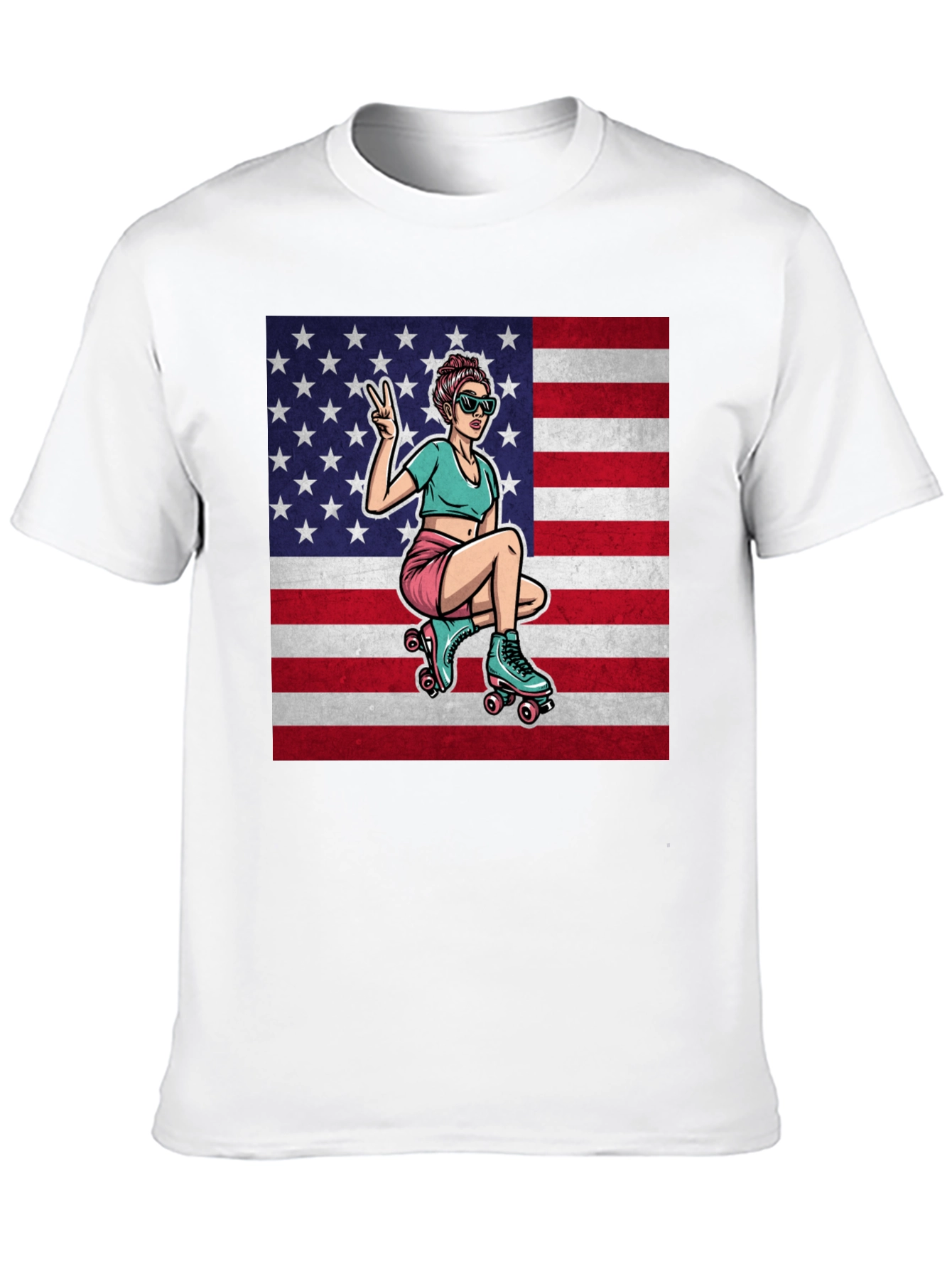 Black American Roller Girl Graphic Tee view 10