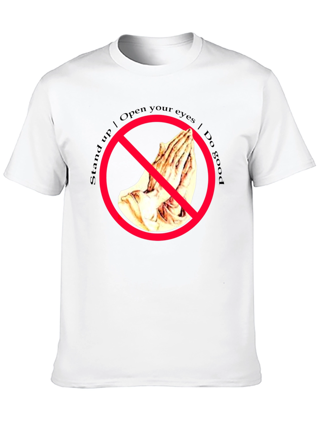 Black Stand Up Graphic Tee - Open Your Eyes T-Shirt view 10