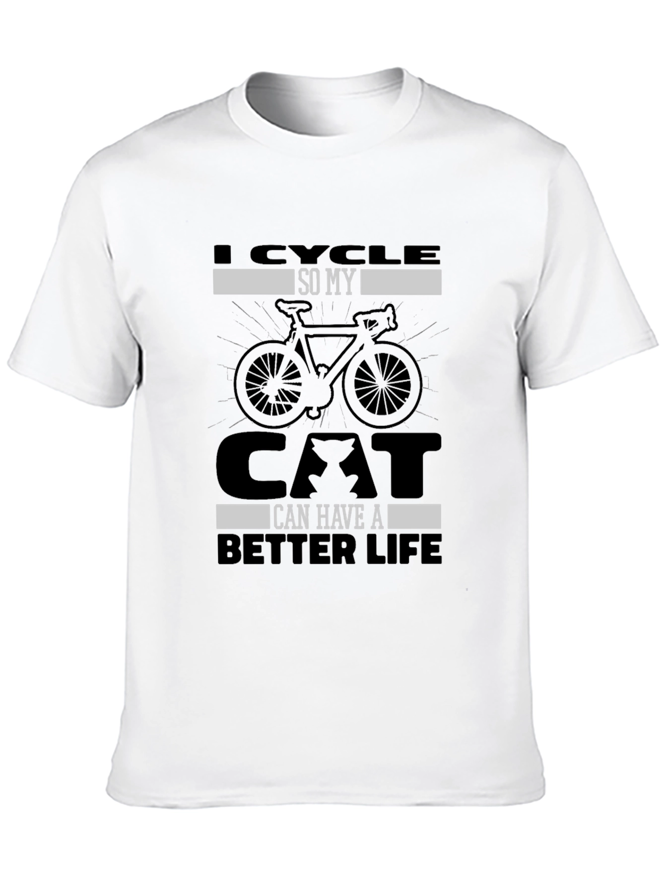 Black I Cycle For My Cat T-Shirt Funny Bicycle Graphic Tee view 10