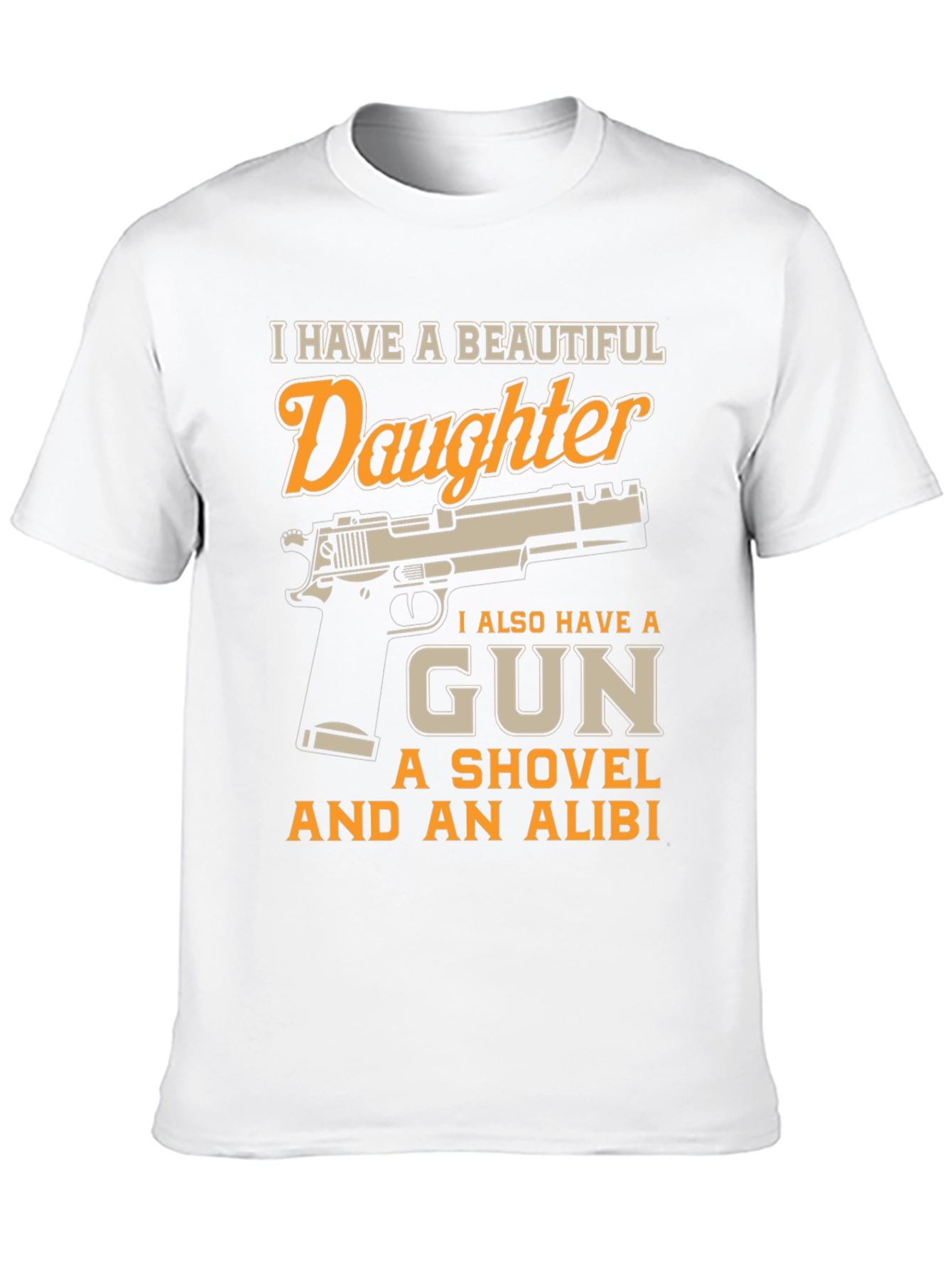 Black I Have a Beautiful Daughter Gun T-Shirt view 10