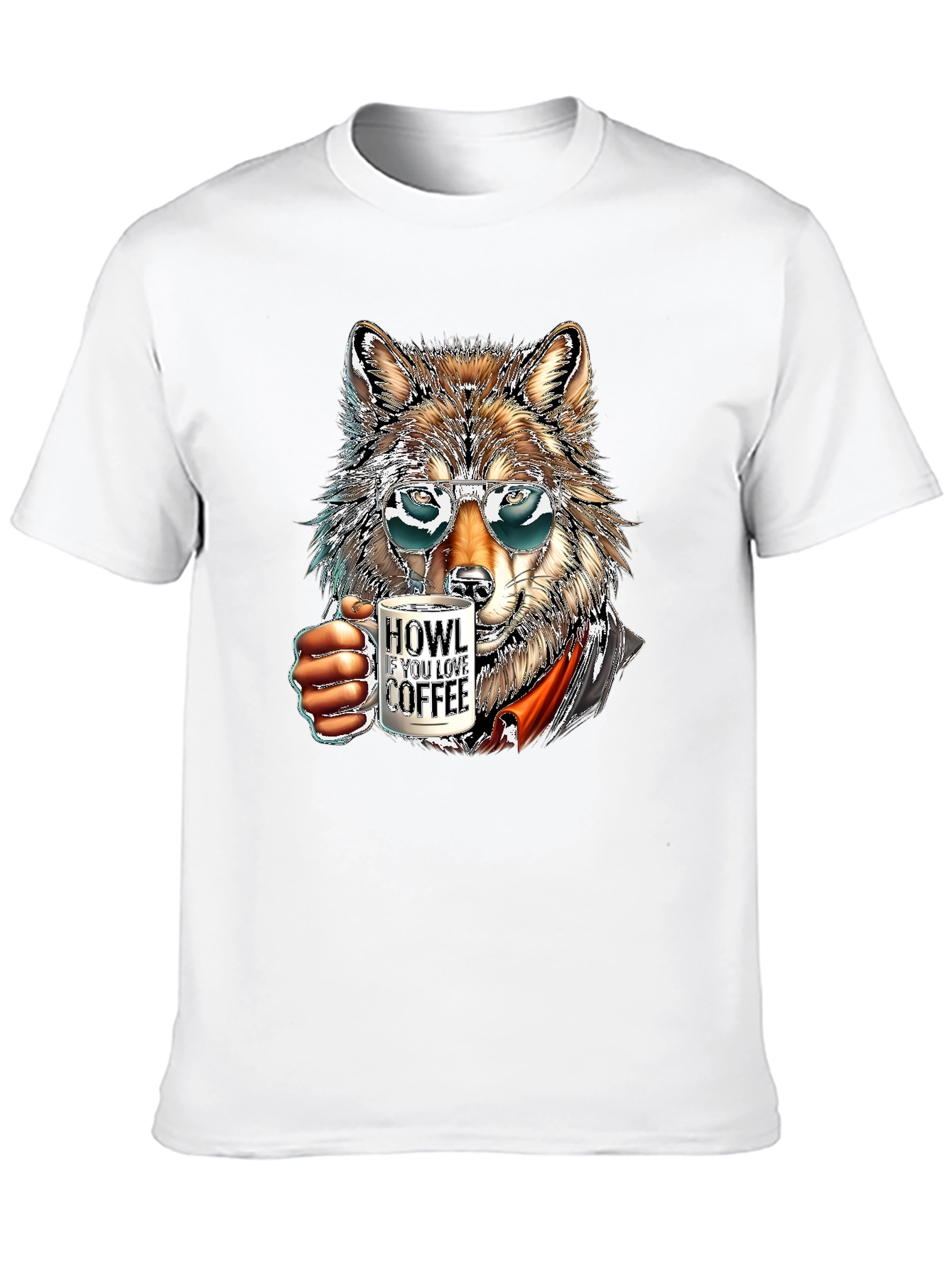 Black Cool Wolf Coffee Lover T-Shirt view 10