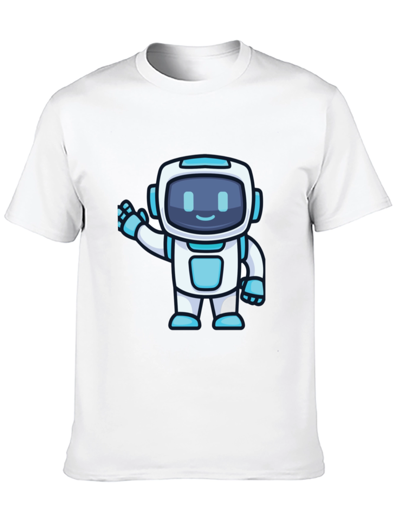 Black Cute Robot Graphic T-Shirt - Black Crew Neck view 10