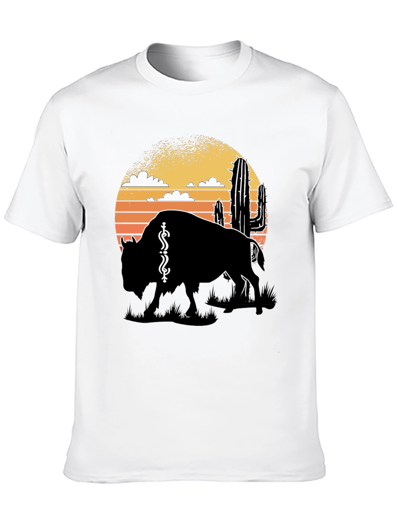 Black Buffalo Sunset Graphic Tee - Black Cotton T-Shirt view 10