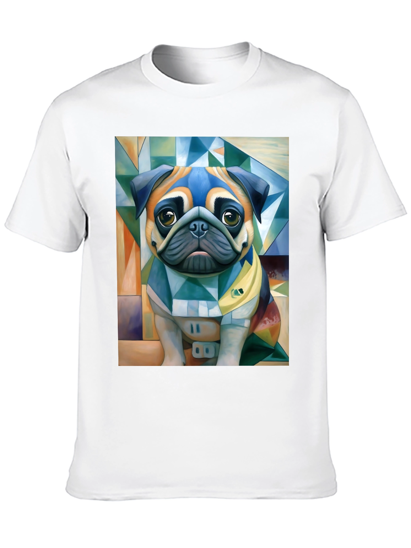 Black Pug Art T-Shirt - Unique Geometric Dog Design view 10