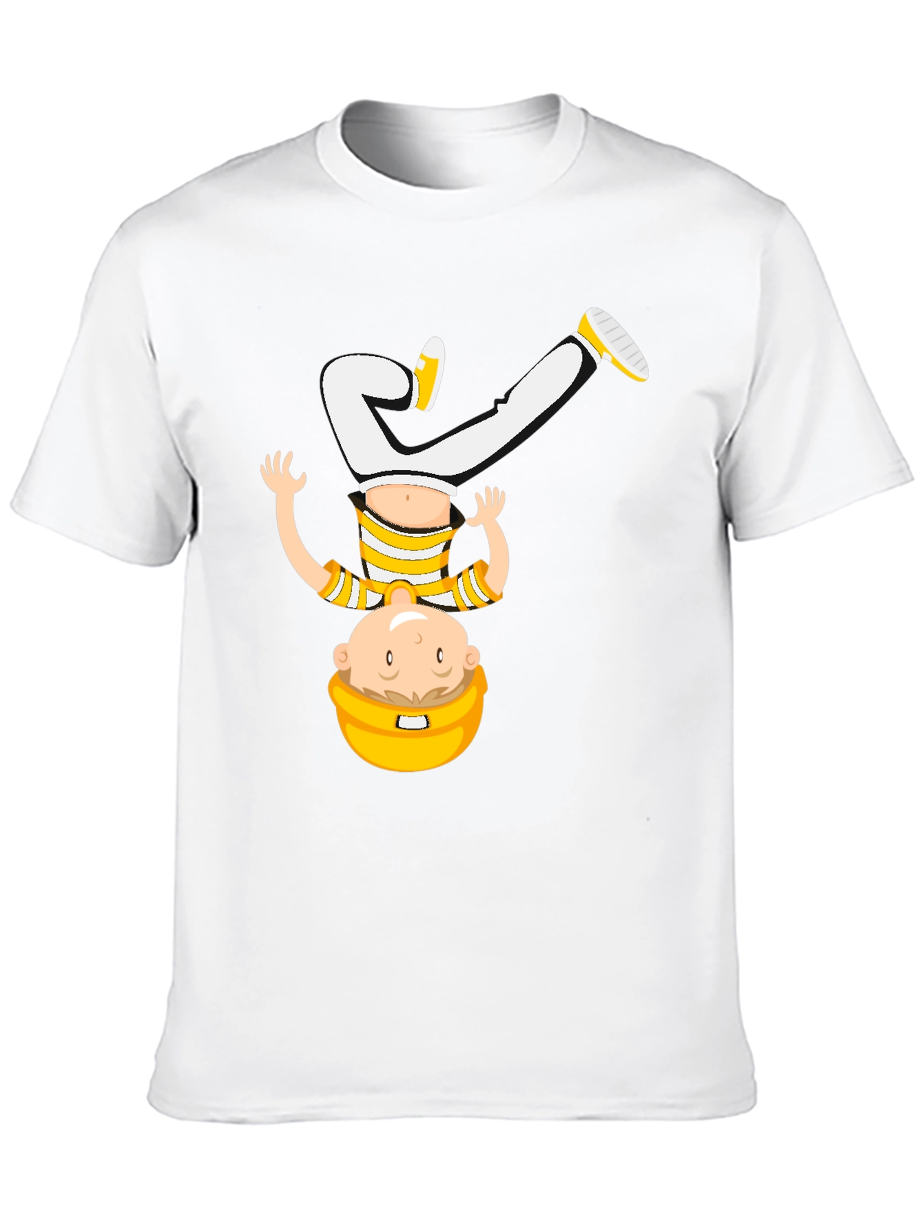 Black Funny Upside Down Cartoon T-Shirt - Black view 10