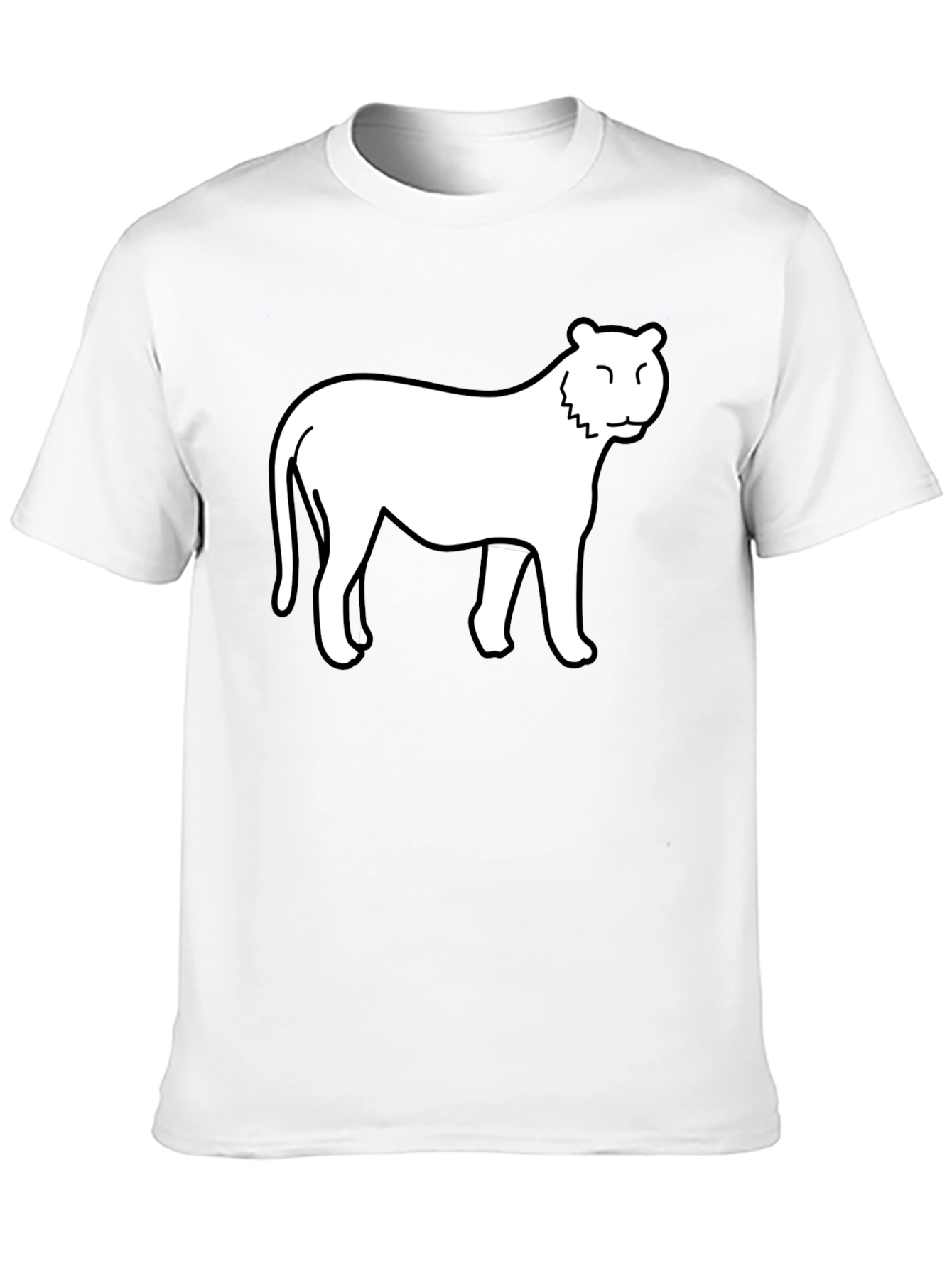 Black Unique Black T-Shirt with White Tiger Graphic Print view 10
