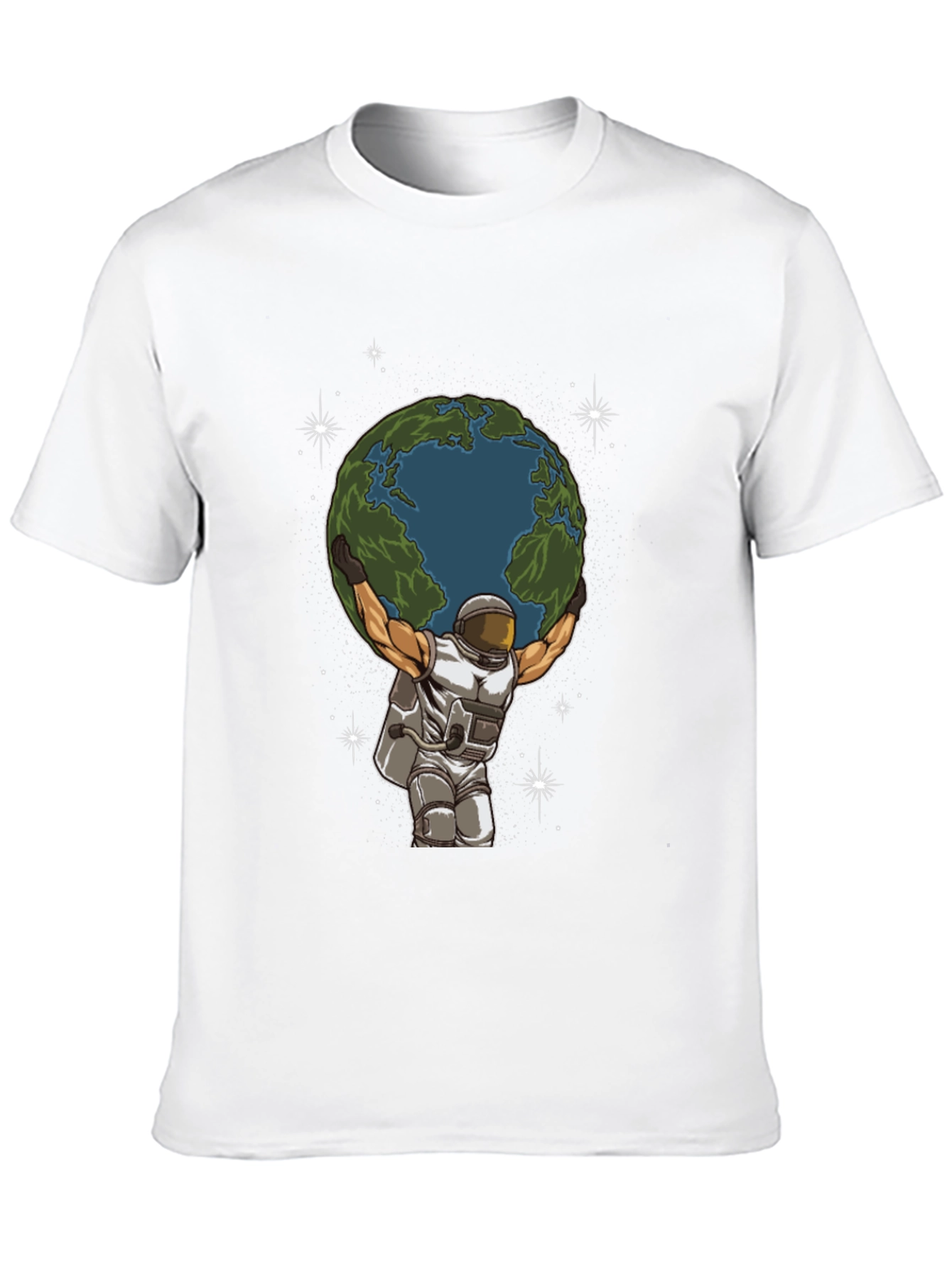 Black Astronaut Earth Lift Graphic Tee - Black Cotton T-Shirt view 10