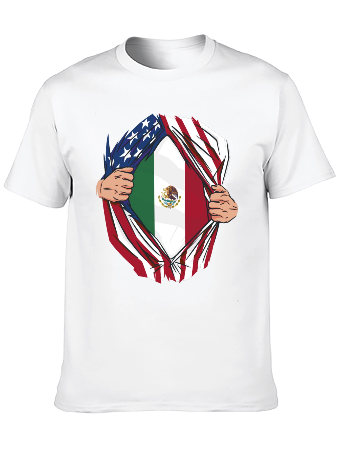 Black USA and Mexico Flag T-Shirt view 10