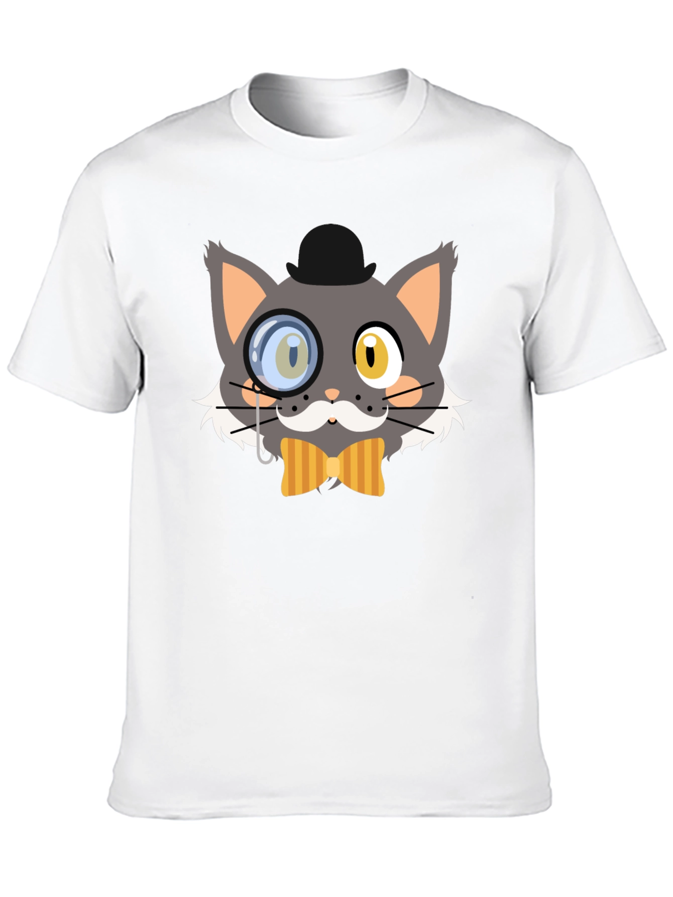 Black Monocle Cat Graphic T-Shirt, Unique Design view 10