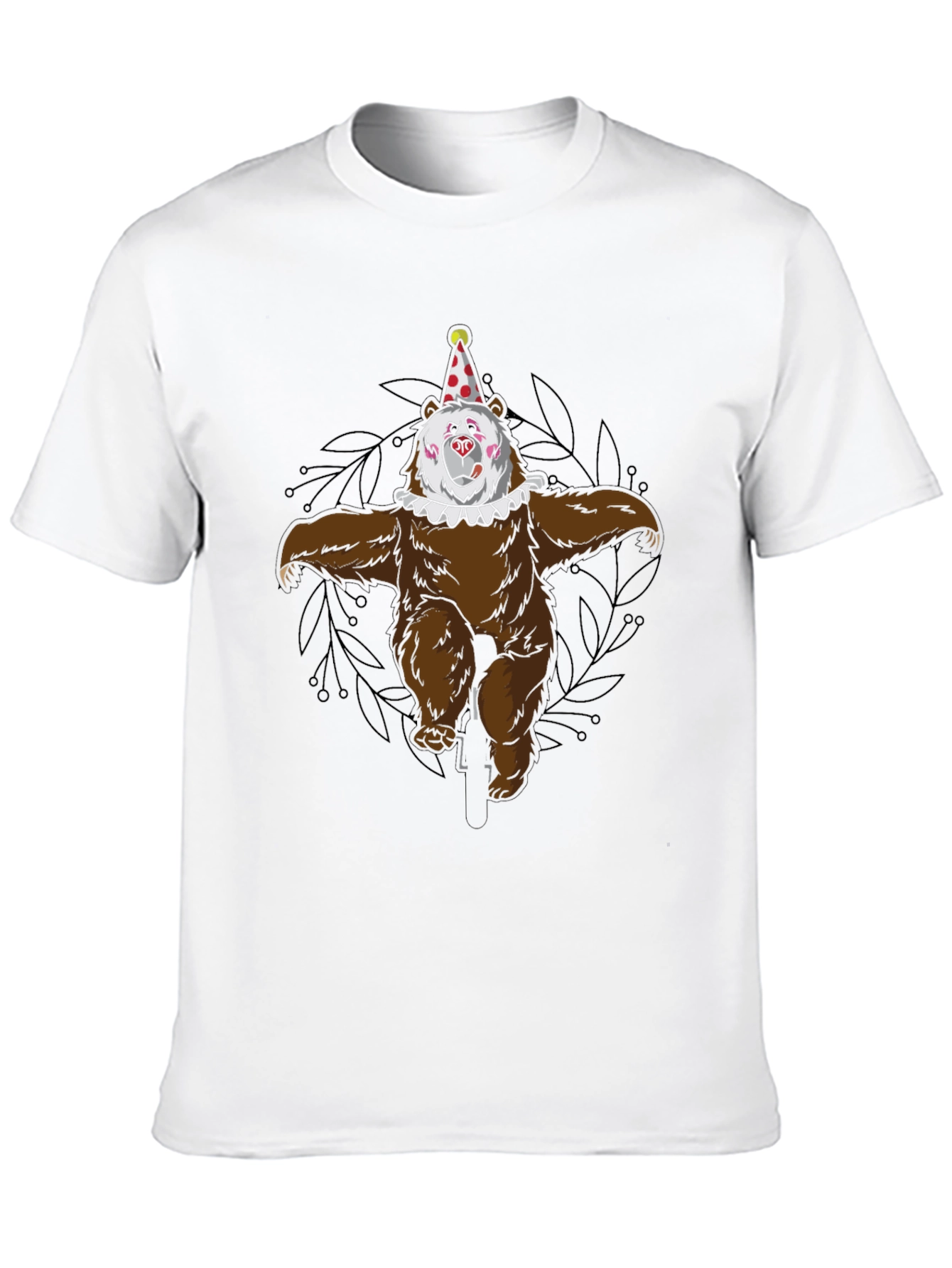 Black Clown Bear on Unicycle Graphic Tee - Mens Black T-Shirt view 10