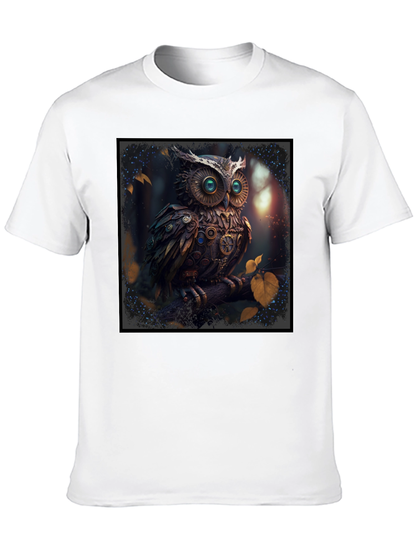 Black Steampunk Owl Graphic Black T-Shirt view 10