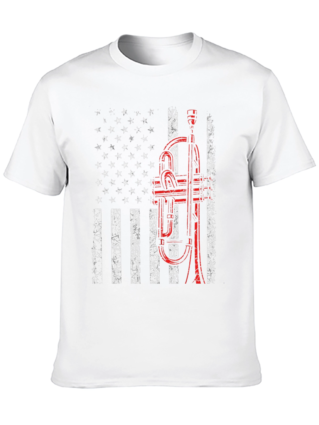 Black American Flag Trumpet T-Shirt view 10