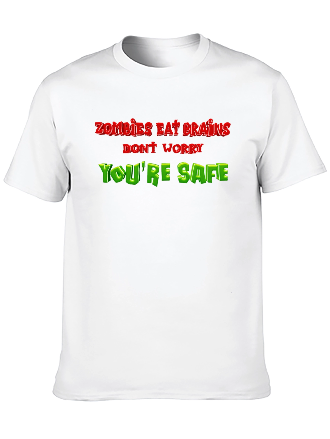 Black Zombie Eat Brains Funny T-Shirt - You're Safe! view 10