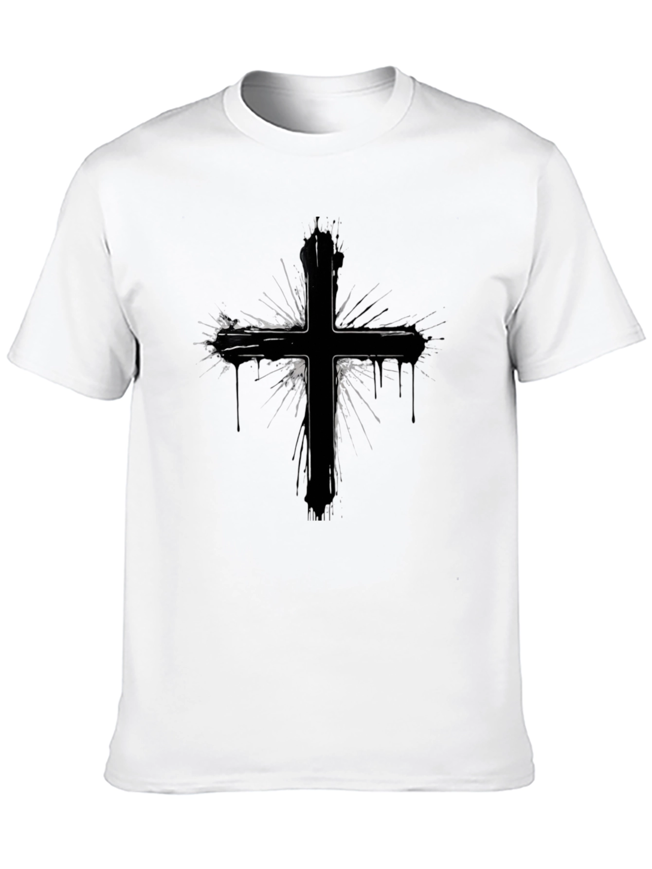 Black Edgy Cross Graphic Tee - Black Cotton Blend view 10