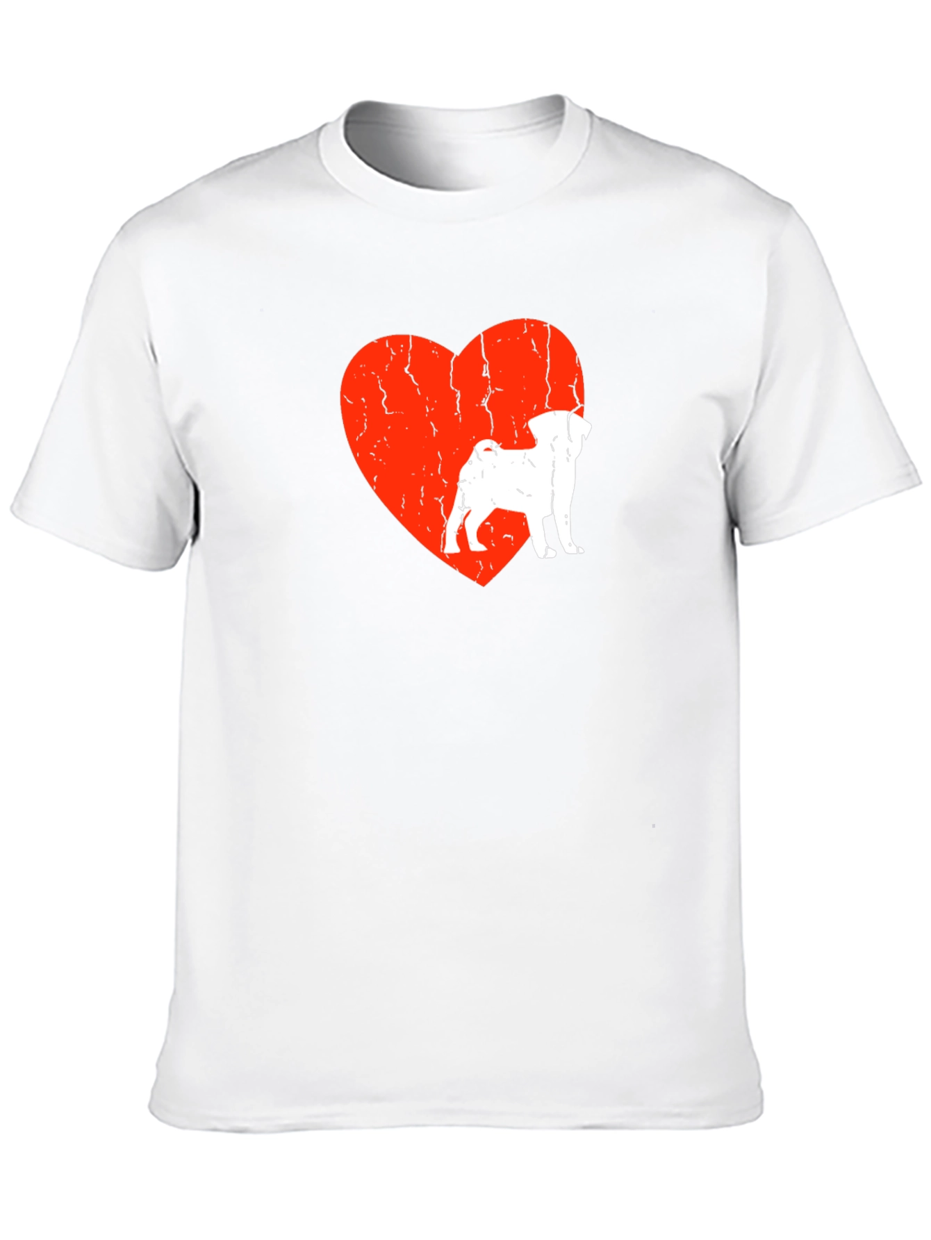 Black Pug Love Heart Graphic Tee - Men's Black T-Shirt view 10