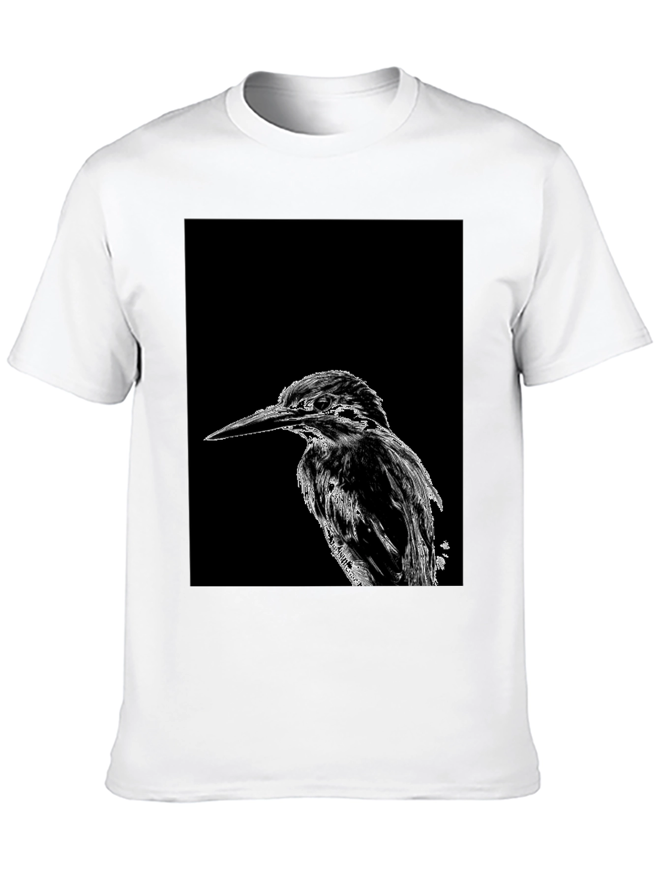 Black Kingfisher Bird Print Black T-Shirt view 10