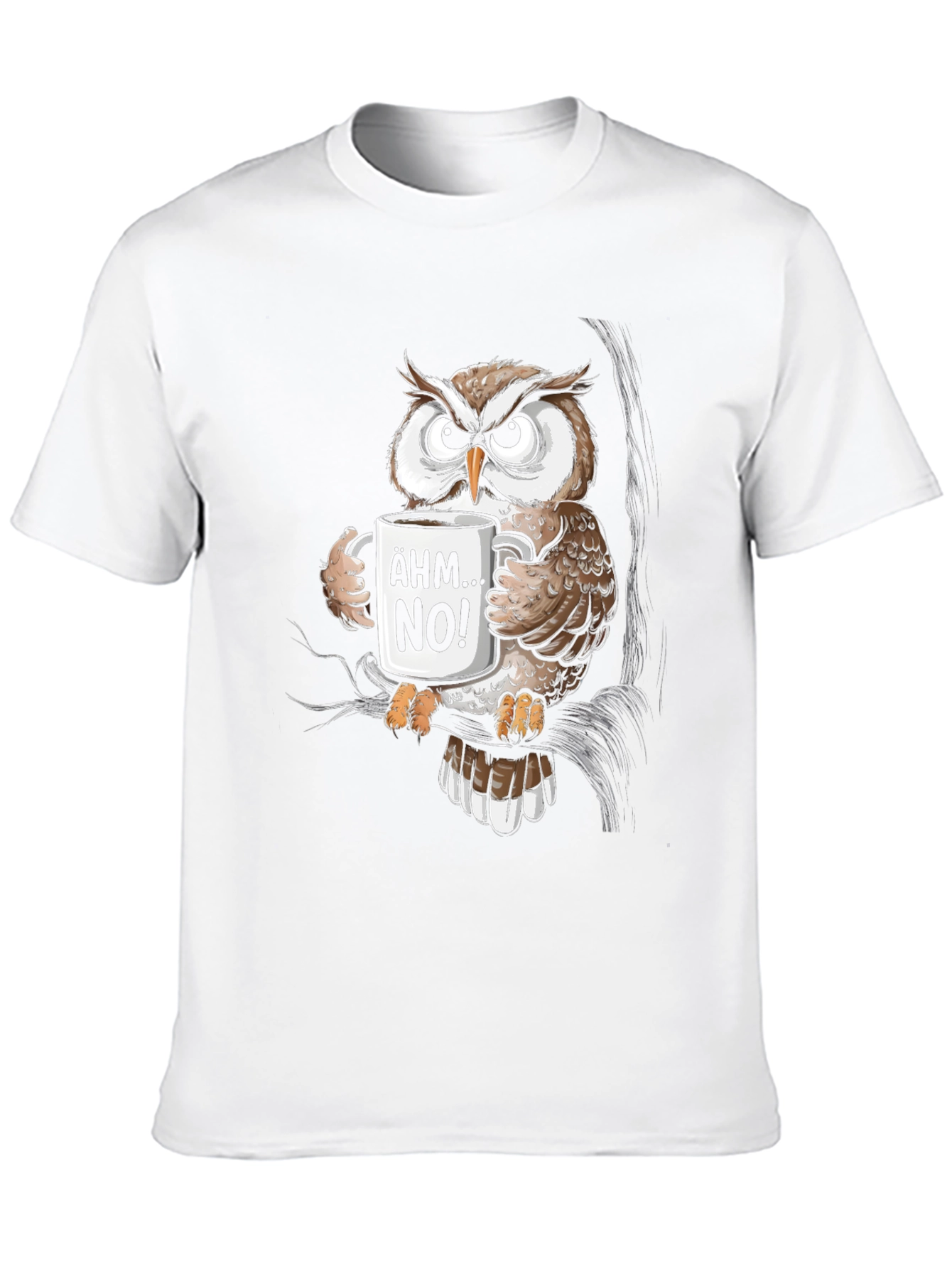 Black Funny Owl Coffee T-Shirt - Ähm No! Graphic Tee view 10