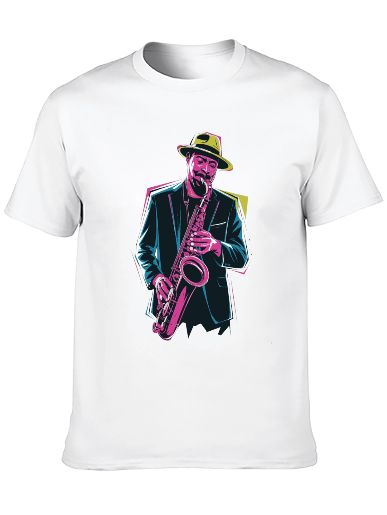 Black Jazz Saxophone Player Graphic Tee view 10