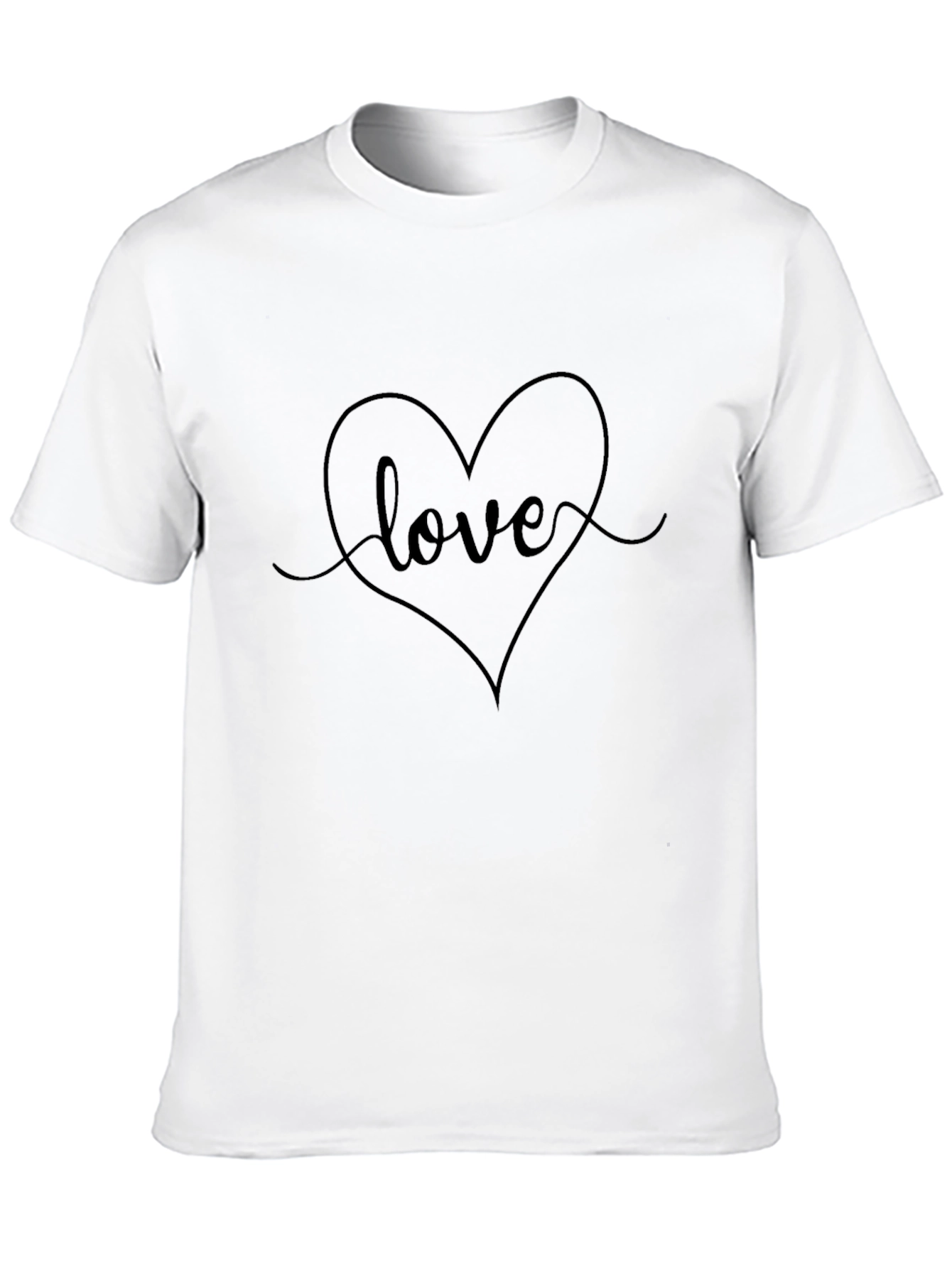 Black Love Heart Graphic Tee - Black Casual T-Shirt view 10