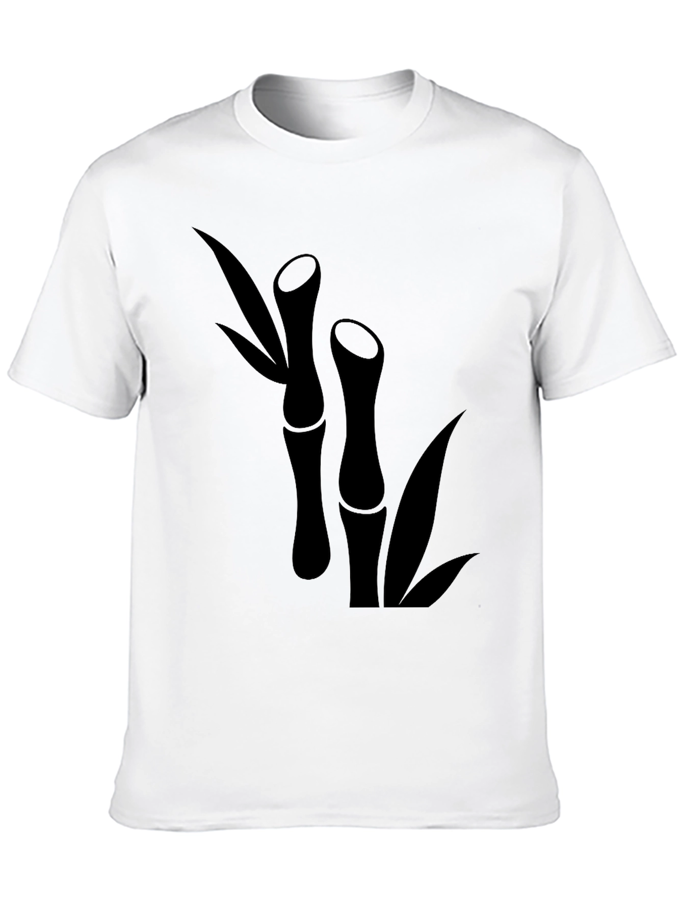 Black Bamboo Print T-Shirt - Black Short Sleeve Casual Tee view 10