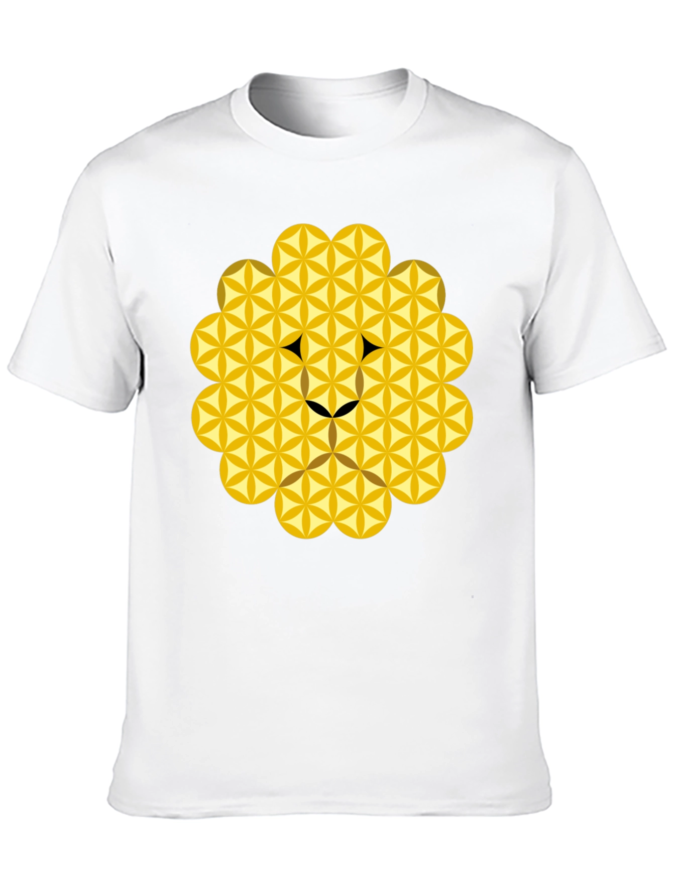 Black Geometric Flower of Life Lion Head Black T-Shirt view 10