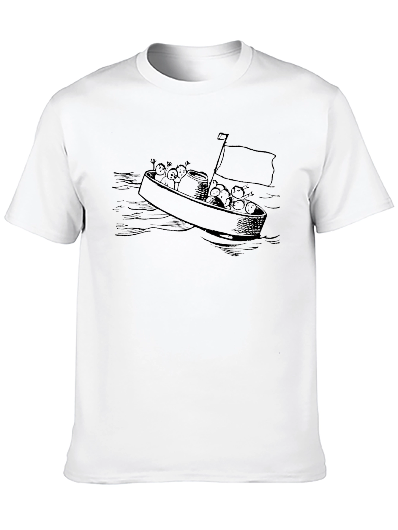 Black Cartoon Boat Black T-Shirt view 10
