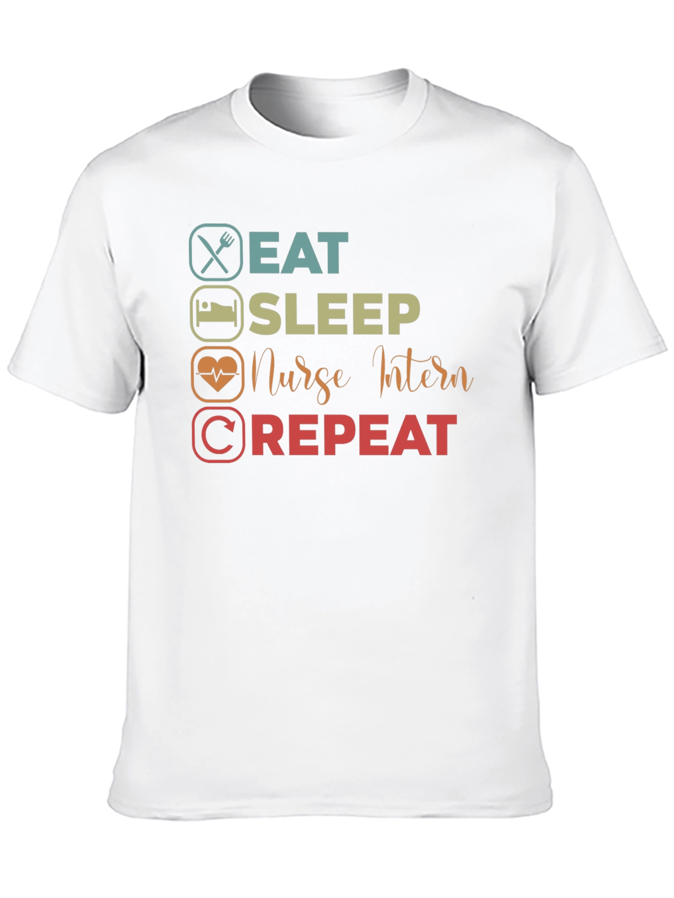 Black Eat Sleep Nurse Intern Repeat T-Shirt view 10