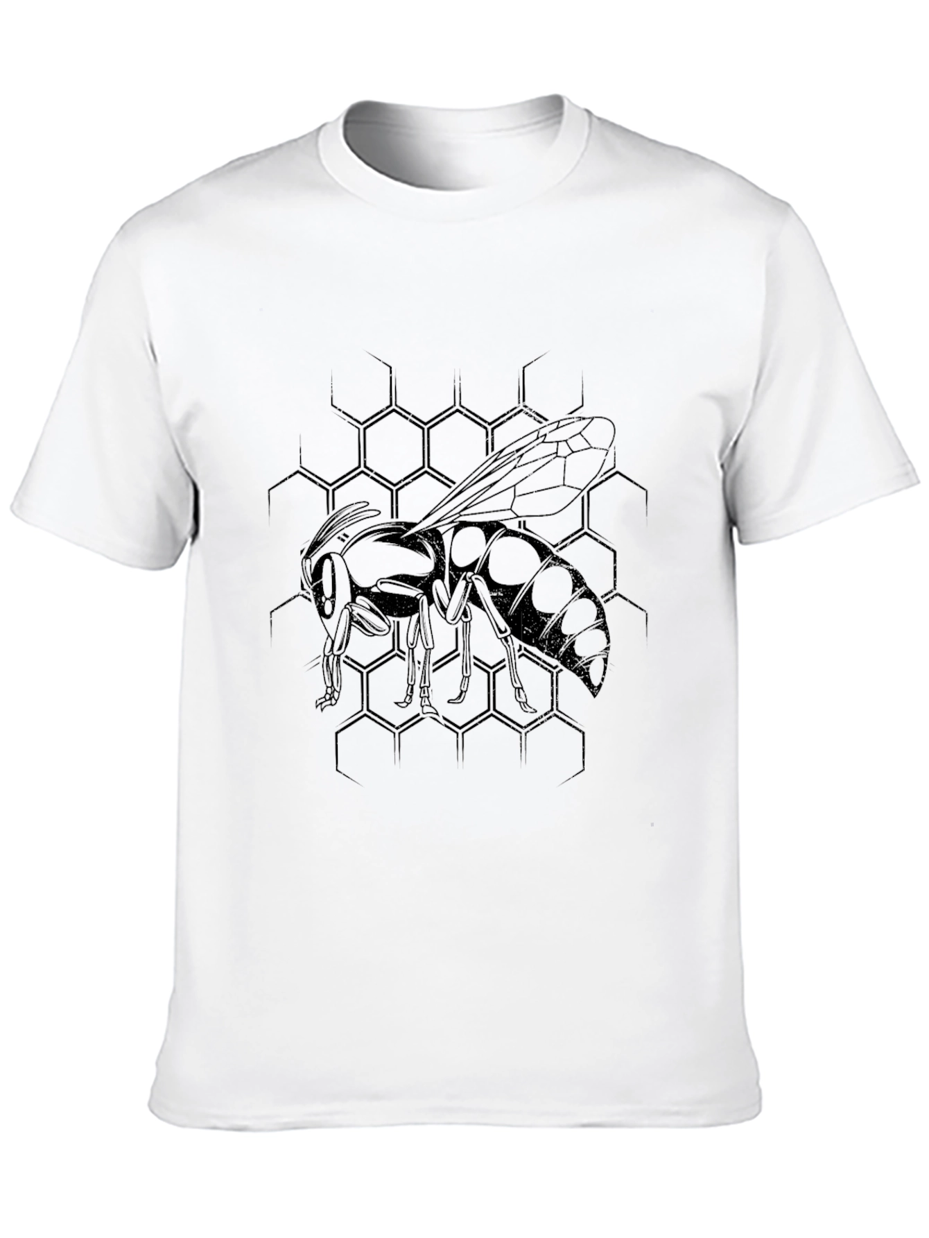 Black Men's Black Graphic Tee - Honeycomb Wasp Design view 10