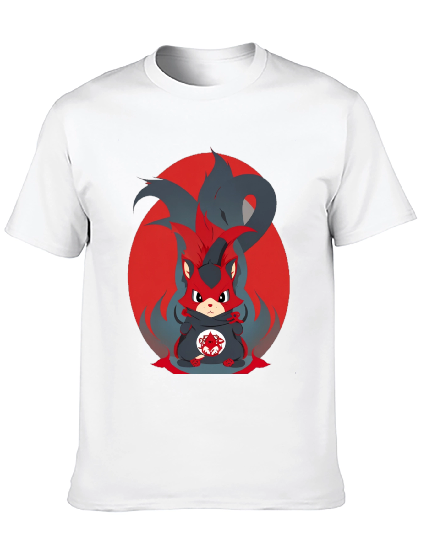 Black Anime Red Fox Graphic Tee - Men's Black T-Shirt view 10
