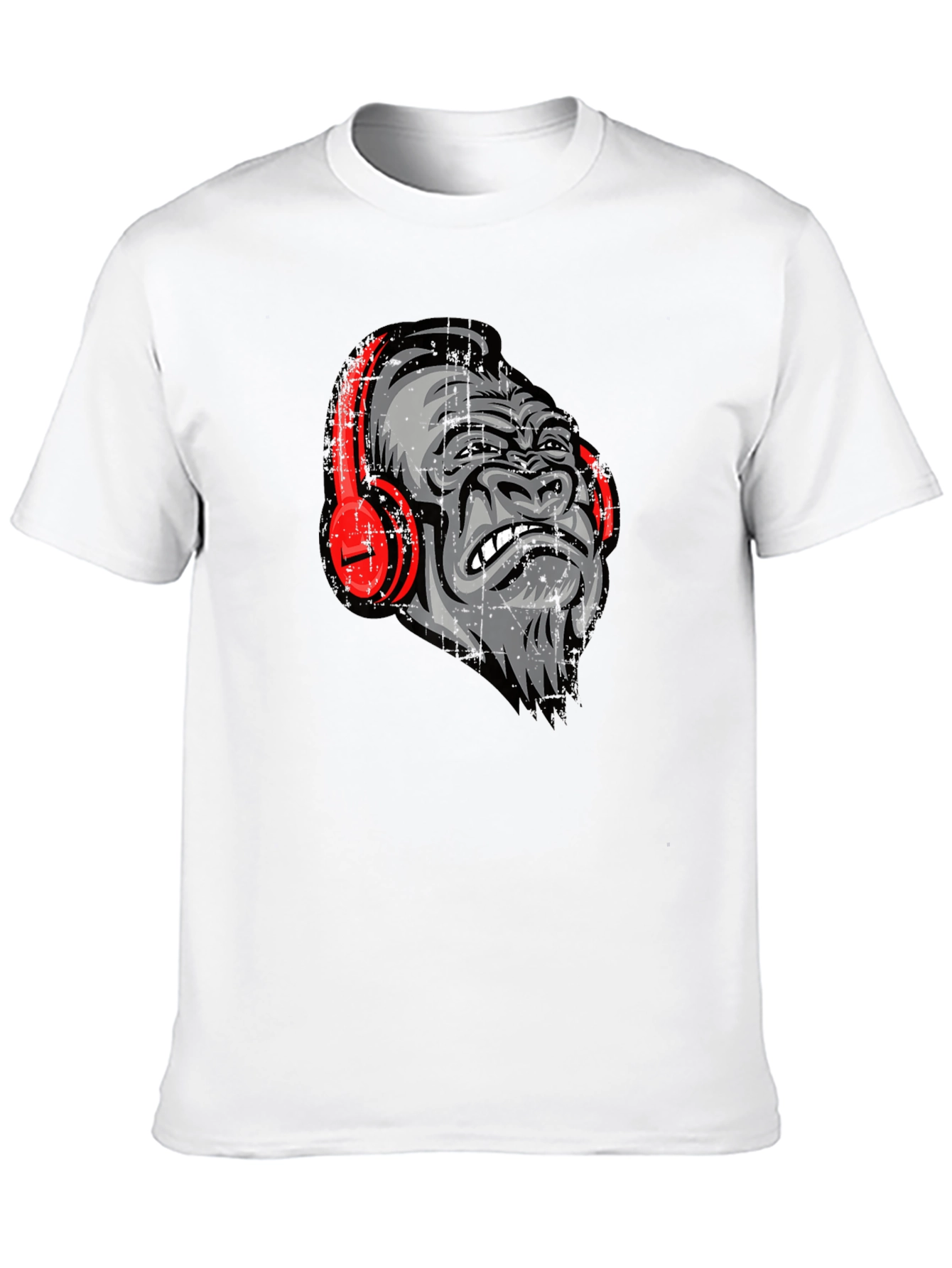 Black Cool Gorilla with Headphones Graphic Tee view 10